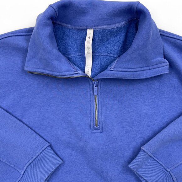 Lululemon Scuba Funnel Half Zip Blue Sweatshirt Pullover Pockets Women's XS - Picture 3 of 12